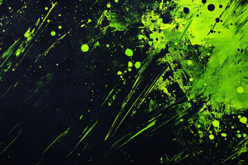 A vibrant explosion of lime green and black paint capturing raw energy and unrestrained creativity...