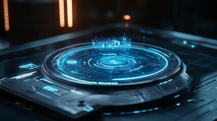 Futuristic technology with ai robot manipulating glowing data interface image