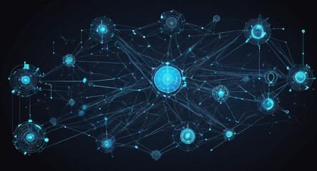 Obraz premium Digital Transformation Abstract with Interconnected Nodes 