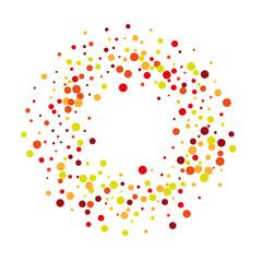 Round frame of red dots and yellow dots on white background