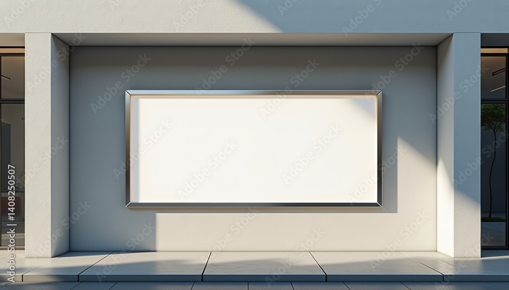 Fototapete empty billboards displaying white canvas in modern architectural setting