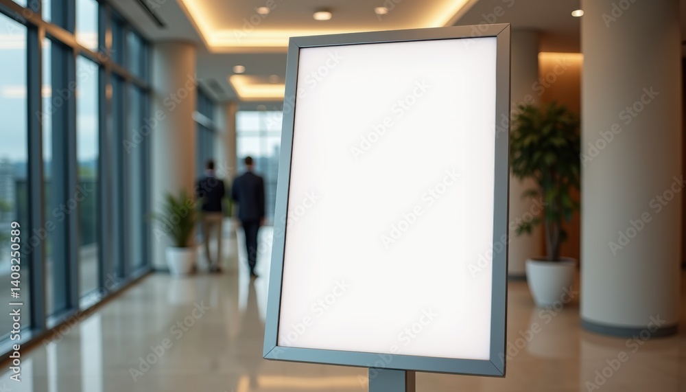 Poster Empty Signboard Displaying Space in Modern Office Interior  