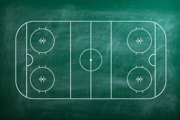 Image of hand drawn hockey tactic plan on blackboard