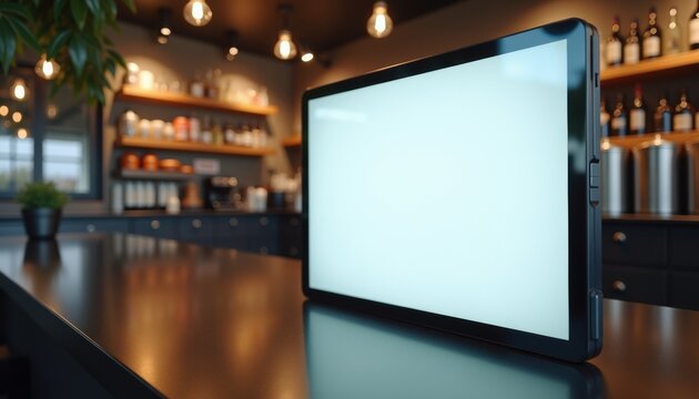 Digital Menu Board Displaying Options in Modern Cafe Setting