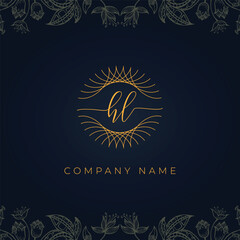 Elegant luxury letter HL logo.
