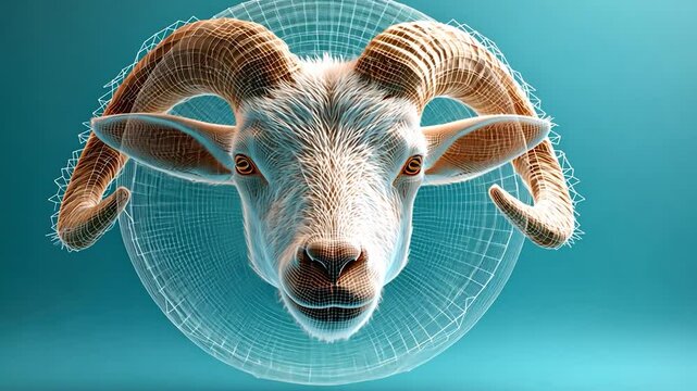 Digital Ram: A 3D Render of a Majestic Ram's Head
