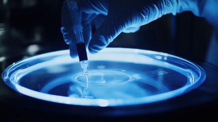 Scientist carefully transferring liquid samples in a sterile lab. Featuring accuracy and innovation
