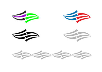 Vector illustration of interaction, color and black and white versions, with ornamental variation, conceptual design with copy space