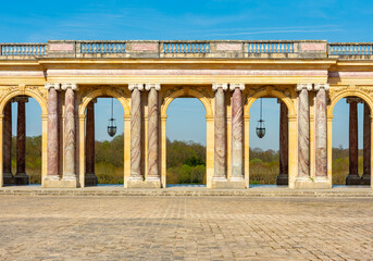 Grand Trianon palace in Versailles park outside Paris, France
