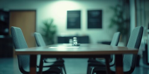 Empty Conference Room, Modern Office Interior, Teal Tones