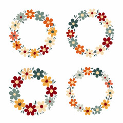 A set flower wreaths vector illustration on a white background