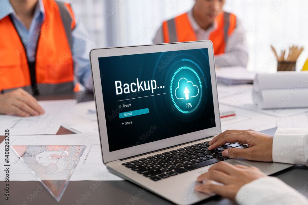 Poster backup storage data internet technology business concept. database storage cloud technology file dat