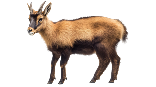 Chamois for Mountain Wildlife and Nature Display - Isolated on White Background