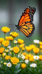 Monarch Butterfly on Flowers (1)