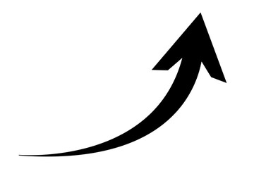 black curve arrow graph isolated over white and transparent background png jpeg stock photo