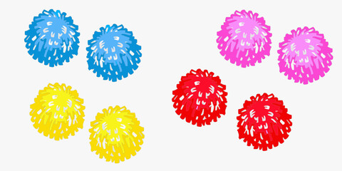 Set of multicolored pom-poms vector.
