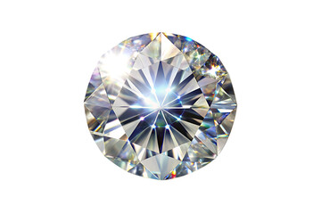 Fototapeta premium SunflowSparkling light round brilliant cut diamond with shadow and glowing lens flares isolated on white backgrounder flower isolated on white background PNG
