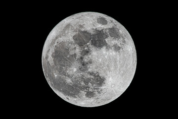 High-Resolution Full Moon Close-Up with Visible Lunar Surface Details