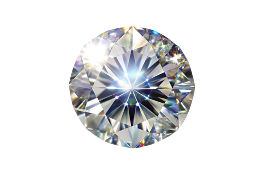 SunflowSparkling light round brilliant cut diamond with shadow and glowing lens flares isolated on white backgrounder flower isolated on white background PNG