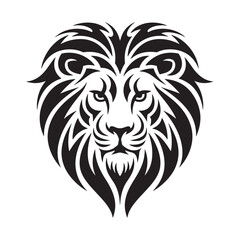 Fototapeta premium Black and White Lion Head Silhouette – Majestic Wild Animal Vector Art