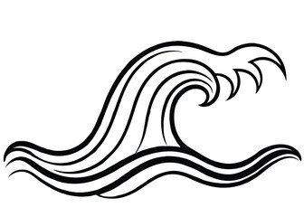 Wave line art silhouette vector for ocean, water, and nature themes
