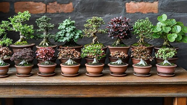 Lush green potted plants row vibrant foliage home decor gardening