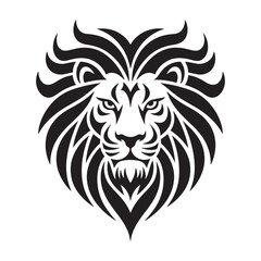 Black and White Lion Head Silhouette – Majestic Wild Animal Vector Art