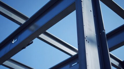 Obraz premium Welding technician welding a steel frame for a commercial building. Featuring precision and strength