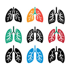 Human lungs icon set