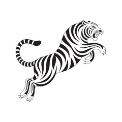 Tribal Tiger Jump Silhouette – Wild Animal Vector Tattoo Design