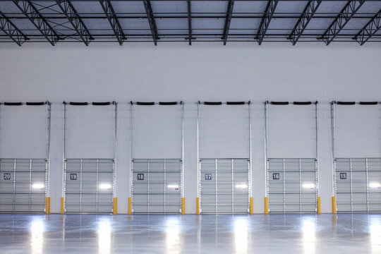interior truck loading docks in warehouse