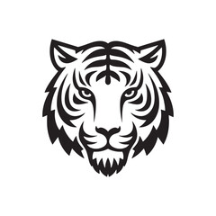 Tiger Head Silhouette – Fierce Wild Animal Vector Art for Tattoo Design