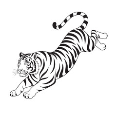 Tribal Tiger Jump Silhouette – Wild Animal Vector Tattoo Design