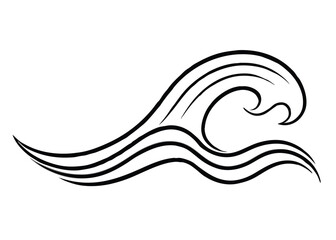 Fototapeta premium Wave line art silhouette vector for ocean, water, and nature themes 