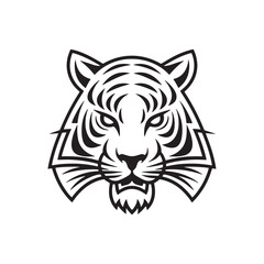 Fototapeta premium Roaring Tiger Head Silhouette – Strong Graphic Tattoo Style