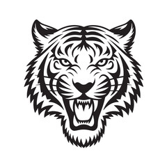 Fierce Tiger Head Silhouette – Wildlife Predator Line Art Design