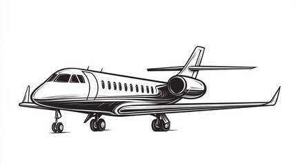 A vintage-style illustration of a private jet on the tarmac.