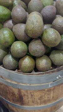 Selecting fresh avocado at a local market