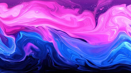 Fototapeta premium Pink and Blue Swirls on Purple and Pink Background with Space