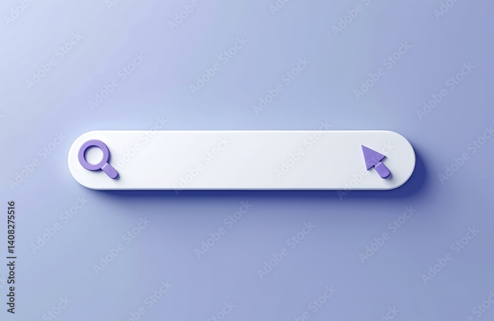 Aufkleber 3D search bar design element on a blue background. Interface for website and mobile applications. Search form, web search. Magnifying glass and arrow cursor symbols. Internet search engine.
