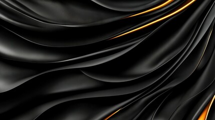 Fototapeta premium A zoomed-in image of a black and gold wallpaper featuring undulating black and gold lines along its edges