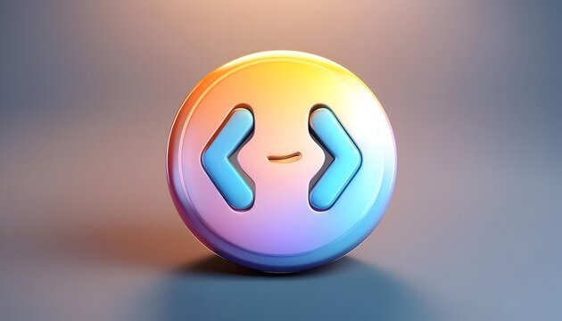 3D render of a colorful code emoji icon, representing programming languages, web development, and digital creativity, isolated on a clean, gradient background for modern tech concepts.