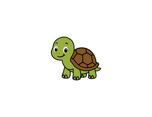 Vector illustration of cartoon turtle on white background