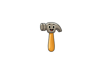 Vector illustration of cartoon hammer on white background