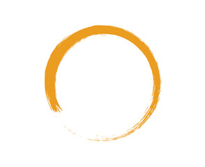 Yellow Brush Circle Clipart, Hand Drawn Round Stroke for Creative Design
