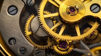 Watchmaker adjusting delicate gears inside a luxury timepiece. Featuring skill and intricacy