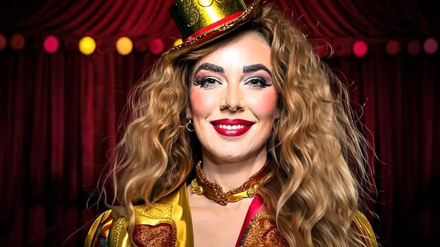 Playful Circus Ringmaster in Vibrant Costume