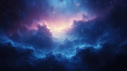 A mystical galaxy wallpaper with a mix of rich blues and purples, with distant stars scattered across an endless void