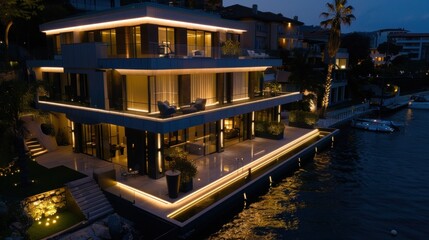 Elegant nighttime urban building structure