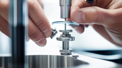 Watchmaker repairing the tiny gears of a luxury mechanical watch. Featuring precision and craftsmanship